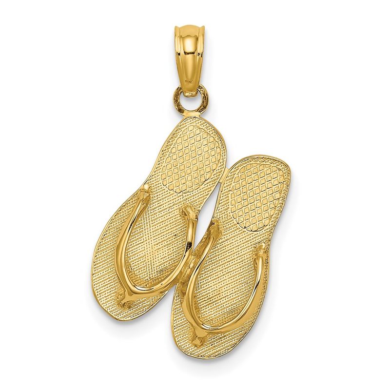 14k Yellow Gold Polished Large Marco Island Double Flip-Flop Charm 514$